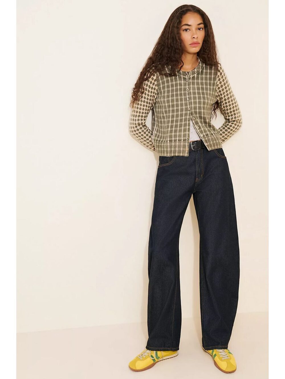 FREE PEOPLE NWT Nocturnal Pattern green button front cashmere Wool cardi